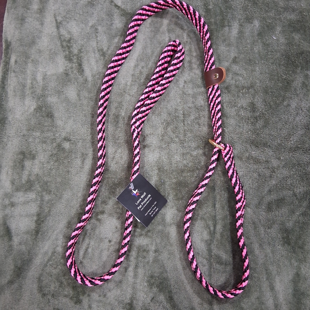 Pink/Black 5/8" Flat Braid Slip Lead.